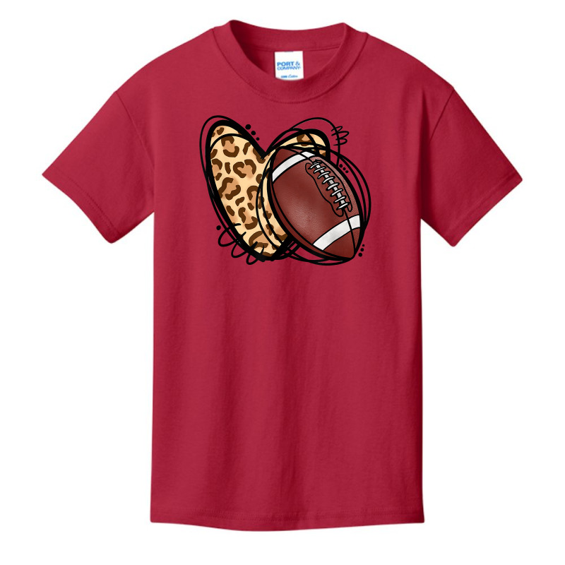 Leopard Football Love Heart Football Lover Football Season T Shirt Basic Youth T-shirt by atereabag | Artistshot