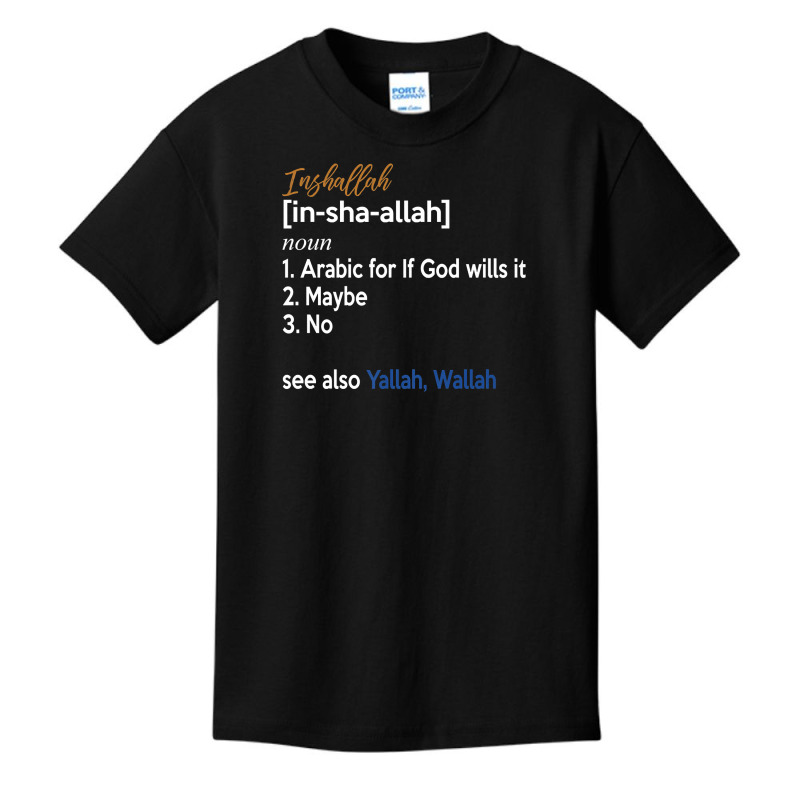 Inshallah Arabic Lebanese Syrian Egypt Definition Funny Premium T Shir Basic Youth T-shirt by men.adam | Artistshot