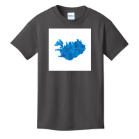 Iceland Watercolor Country Blue Art Print Decor Gift Long Sleeve T Shi Basic Youth T-shirt | Artistshot