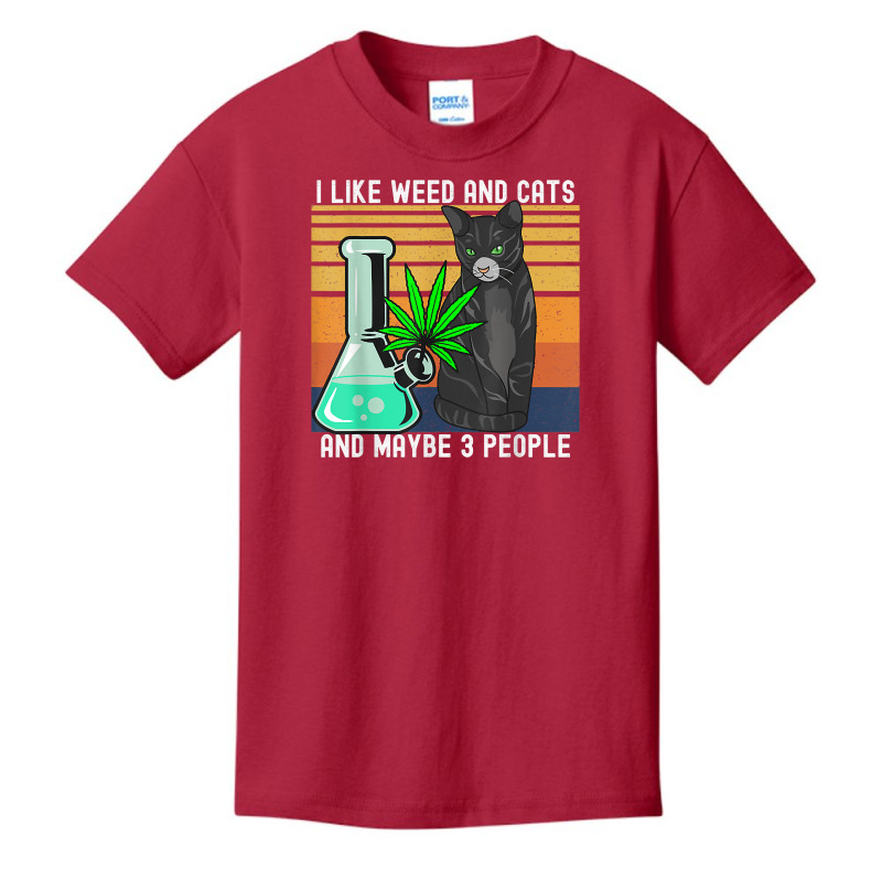 I Like Weed My Cat And Maybe 3 People Retro T Shirt Basic Youth T-shirt by jermonmccline | Artistshot