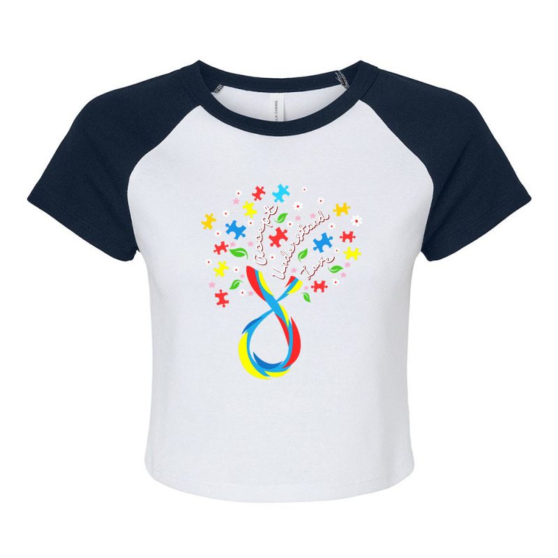 Accept Understand Love Flower Autism Awareness Day Raglan Crop Top by mrlee | Artistshot