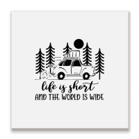 Life Is Short And The World Is Wide Vintage Campin Metal Print Square | Artistshot