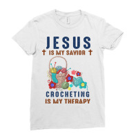 Jesus Is My Savior Crocheting Is My Therapy Christ Ladies Fitted T-shirt | Artistshot