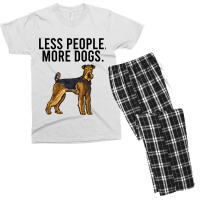 Less People More Dogs Airedale Terrier Funny Intro Men's T-shirt Pajama Set | Artistshot