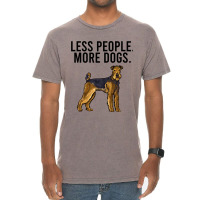 Less People More Dogs Airedale Terrier Funny Intro Vintage T-shirt | Artistshot