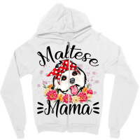 Maltese Mama Florals Cute Dog Mom Mothers Day Zipper Hoodie | Artistshot