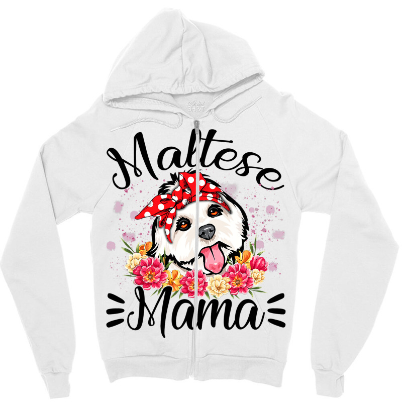 Maltese Mama Florals Cute Dog Mom Mothers Day Zipper Hoodie | Artistshot