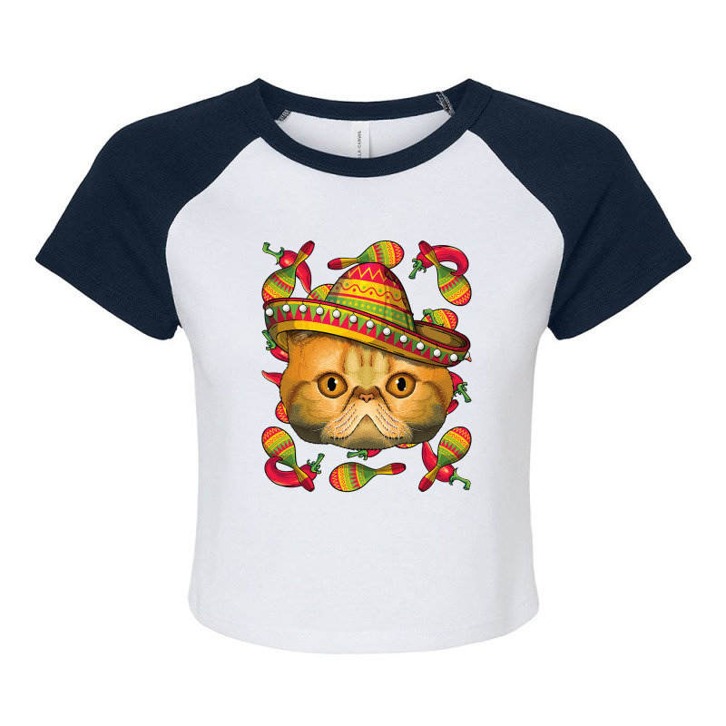 Cinco De Mayo Exotic Shorthair Sombrero Mexican Cat Fiesta T Shirt Raglan Crop Top by Binhthai9809 | Artistshot