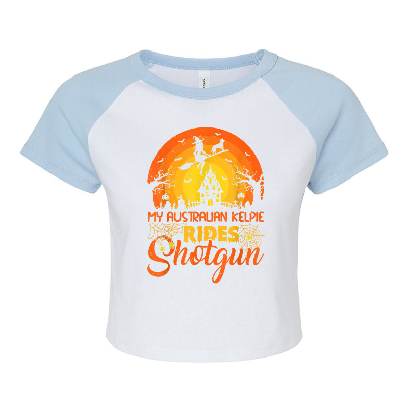 Vintage Sunset Australian Kelpie Dog Ride Shotgun Halloween T Shirt Raglan Crop Top by rierauigentrythe | Artistshot