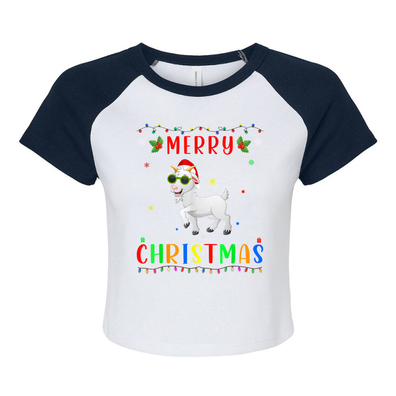 Xmas Light Goat Design Matching Christmas Pajama T Shirt Raglan Crop Top by morelypylagertq | Artistshot