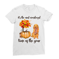 Its The Most Wonderful Time Of The Year Golden Ret Ladies Fitted T-shirt | Artistshot