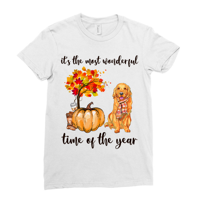 Its The Most Wonderful Time Of The Year Golden Ret Ladies Fitted T-Shirt by MaximilianoMonroe | Artistshot