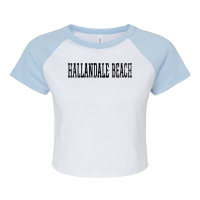 Hallandale Beach Vintage Black Text Apparel T Shirt Raglan Crop Top | Artistshot