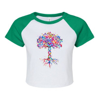 Dna Tree Life Watercolor Genetic Biologist Science Earth Day Raglan Crop Top | Artistshot