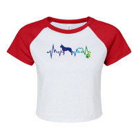 Berger Picard T Shirtberger Picard Colorful Heartbeat, Heart & Dog Paw Raglan Crop Top | Artistshot