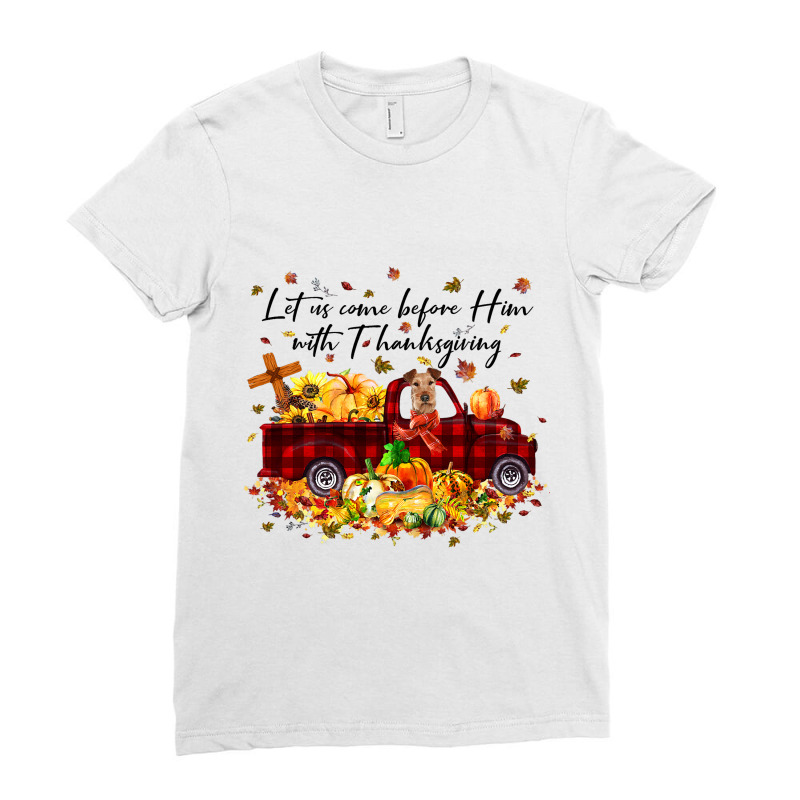 Irish Terrier Pumpkin Vintage Truck Thanksgiving H Ladies Fitted T-Shirt by HarborLenard | Artistshot