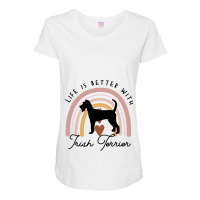 Life Is Better Irish Terrier Rainbow Dog Mom Maternity Scoop Neck T-shirt | Artistshot