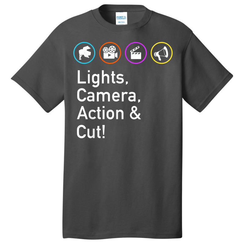 Lights Camera Action & Cut Funny Film Tv Crew Director T Shirt Basic T-shirt | Artistshot