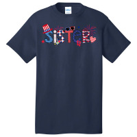 America Sister Flip Flops And Fireworks Sister 4th Of July T Shirt Basic T-shirt | Artistshot