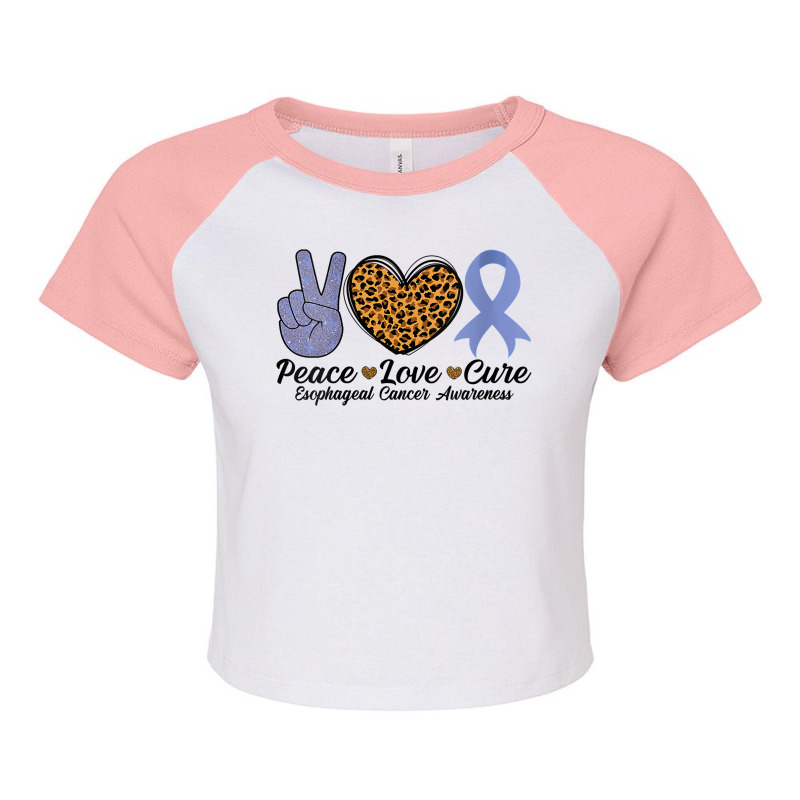 Womens Peace Love Cure Esophageal Cancer Awareness Warrior Fighter V N Raglan Crop Top by magbyf | Artistshot