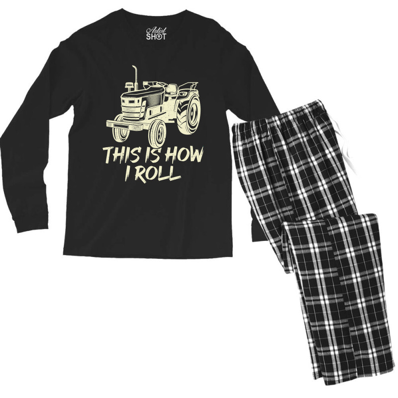 Funny This Is How I Roll Retro Farmer Tractor Men's Long Sleeve Pajama Set | Artistshot