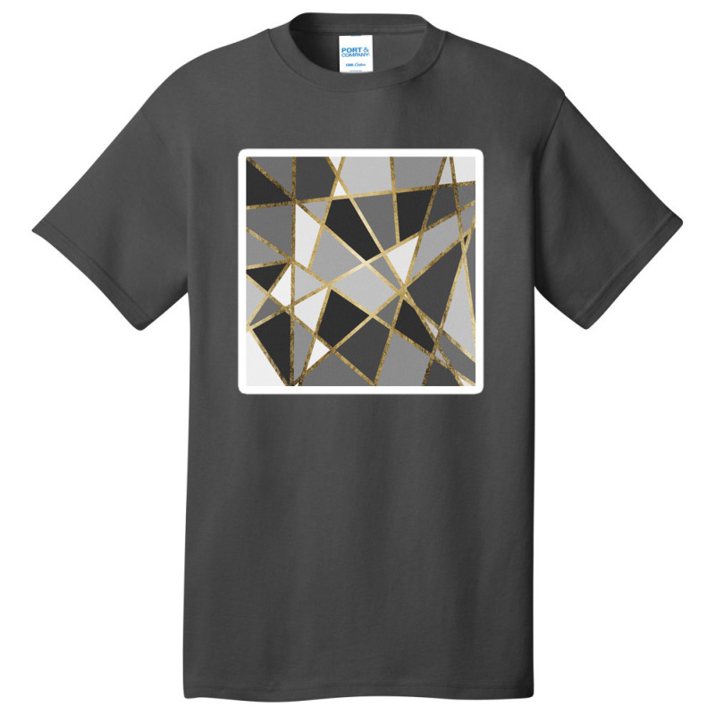 Chic Gold Brushstrokes On Island Paradise Blue 24183434 Basic T-shirt by Upeh | Artistshot