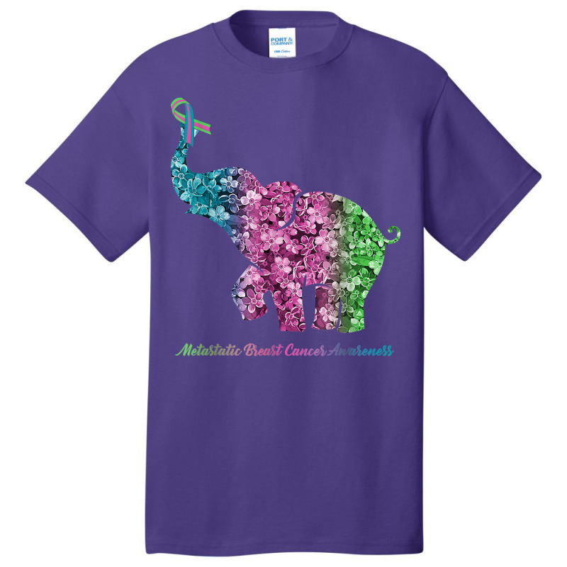 Elephant With Flower Metastatic Breast Cancer Awareness T Shirt Basic T-shirt by ranmarbunathoo90 | Artistshot