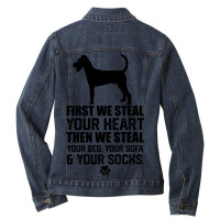 Irish Terrier Dog Steal Your Heart Steal Your Bed  Ladies Denim Jacket | Artistshot