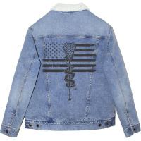 Lacrosse Stick Angry Snake Usa American Flag Vinta Unisex Sherpa-lined Denim Jacket | Artistshot