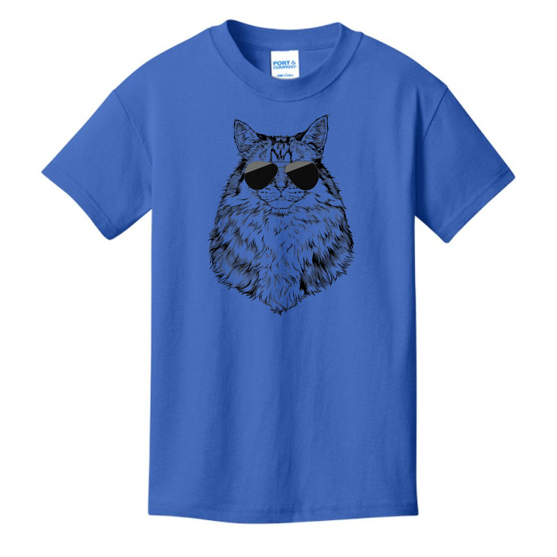 Siberian Cat Longhaired Cat With Sunglasses Premium T Shirt Basic Youth T-shirt by sosieclaton | Artistshot