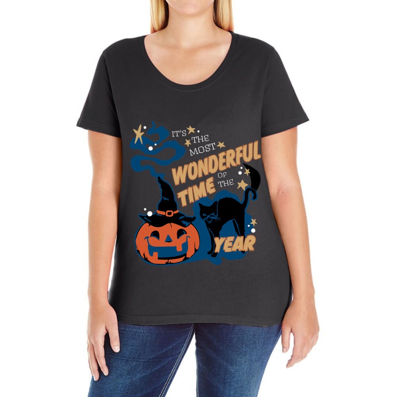 Its The Most Wonderful Time Of The Year Black Cat  Ladies Curvy T-Shirt by ArlanWegener | Artistshot