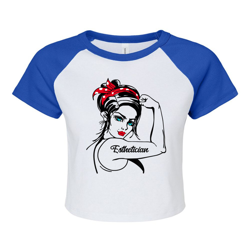 Esthetician Rosie The Riveter Pin Up T Shirt Raglan Crop Top | Artistshot