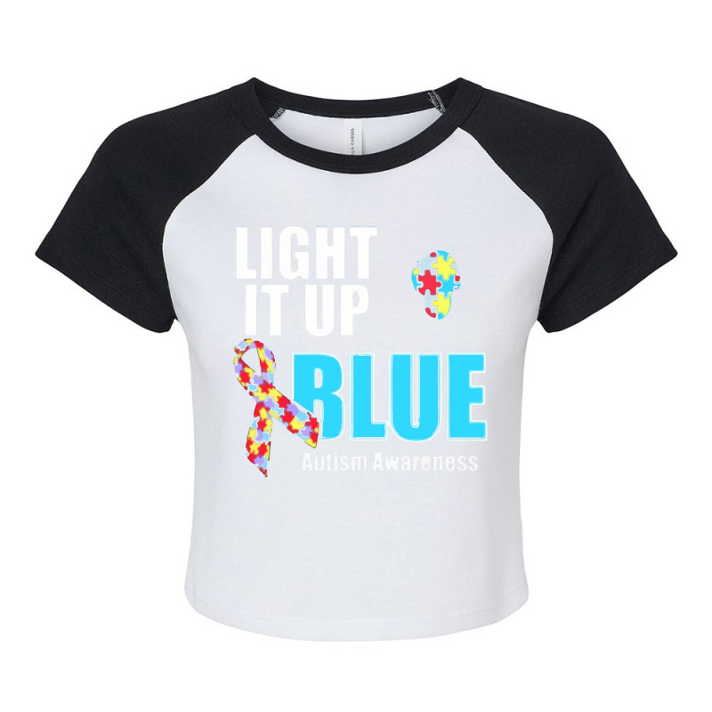 Light It Up Blue For Autism Awareness Raglan Crop Top by gulatotal | Artistshot