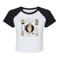 Mystic Celestial Moon Lunar Palmistry Crystal T Shirt Raglan Crop Top | Artistshot