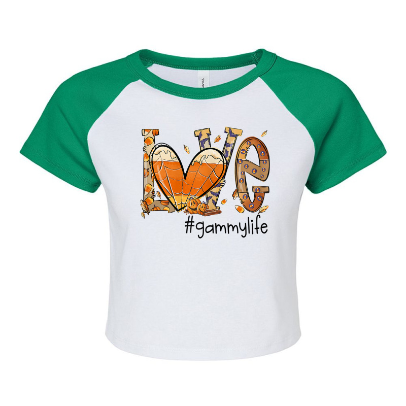 Womens Love Gammy Life Fall Season Autumn Pumpkin Halloween T Shirt Raglan Crop Top by peersodshamiw8 | Artistshot