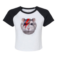 Womens Grey Dwarf Hamster With Red Lightning Bolt Painted On Face Raglan Crop Top | Artistshot