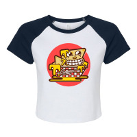 Classic Retro  Cuphead Game Animations Characters.png Raglan Crop Top | Artistshot