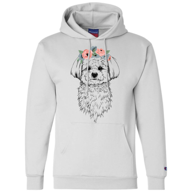 Maltese With Floral Headband Dog Mom Champion Hoodie | Artistshot