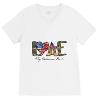 Love My Veteran Dad Military Family Veteran Us Vet V-neck Tee | Artistshot