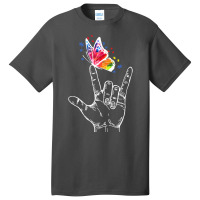 I Love You Hand Sign Language Butterfly Autism Awareness T Shirt Basic T-shirt | Artistshot