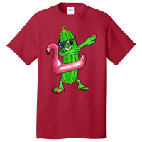 Dabbing Cucumber Pickle Flamingo Float Summer Tropical Fruit T Shirt Basic T-shirt | Artistshot