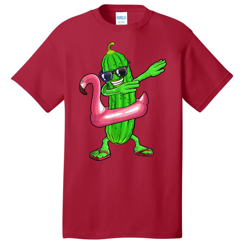 Dabbing Cucumber Pickle Flamingo Float Summer Tropical Fruit T Shirt Basic T-shirt by tamarogbbrazee4 | Artistshot