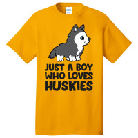 Just A Boy Who Loves Huskies Basic T-shirt | Artistshot