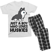 Just A Boy Who Loves Huskies Men's T-shirt Pajama Set | Artistshot