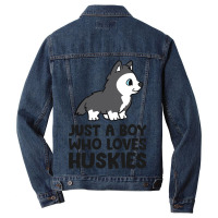 Just A Boy Who Loves Huskies Men Denim Jacket | Artistshot