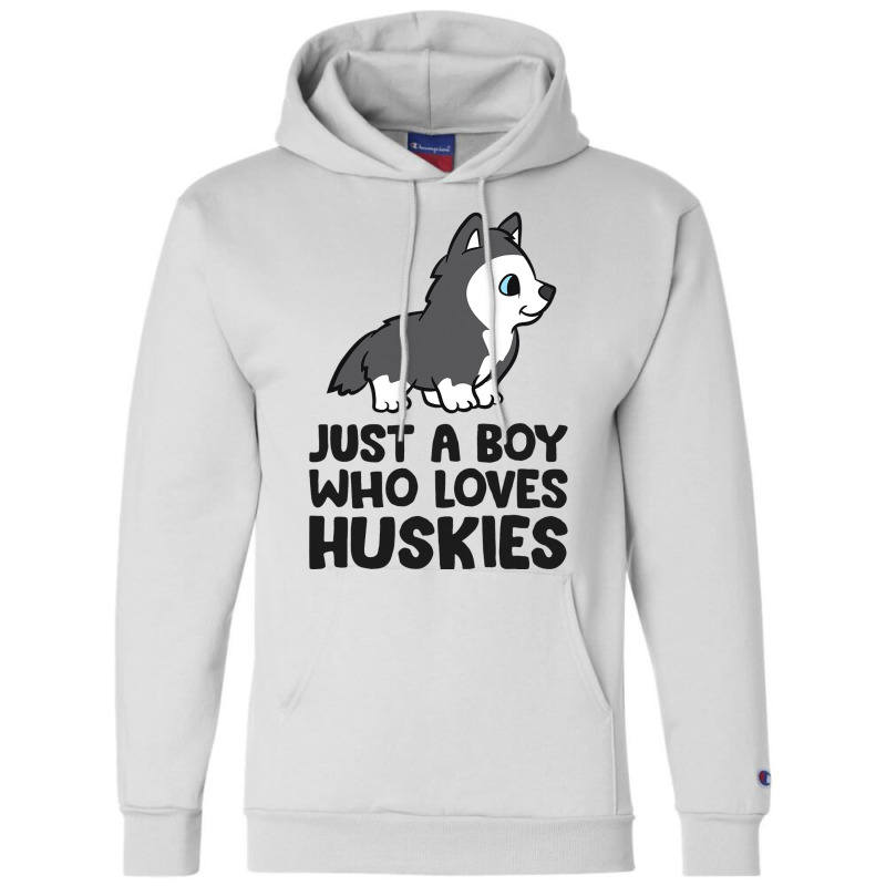 Just A Boy Who Loves Huskies Champion Hoodie | Artistshot