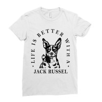 Jack Russel Life Better With Dog Mom Dad Ladies Fitted T-shirt | Artistshot