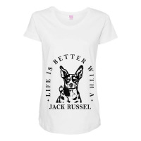 Jack Russel Life Better With Dog Mom Dad Maternity Scoop Neck T-shirt | Artistshot