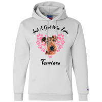 Just A Girl Who Loves Airedale Terriers Dogs Cute  Champion Hoodie | Artistshot