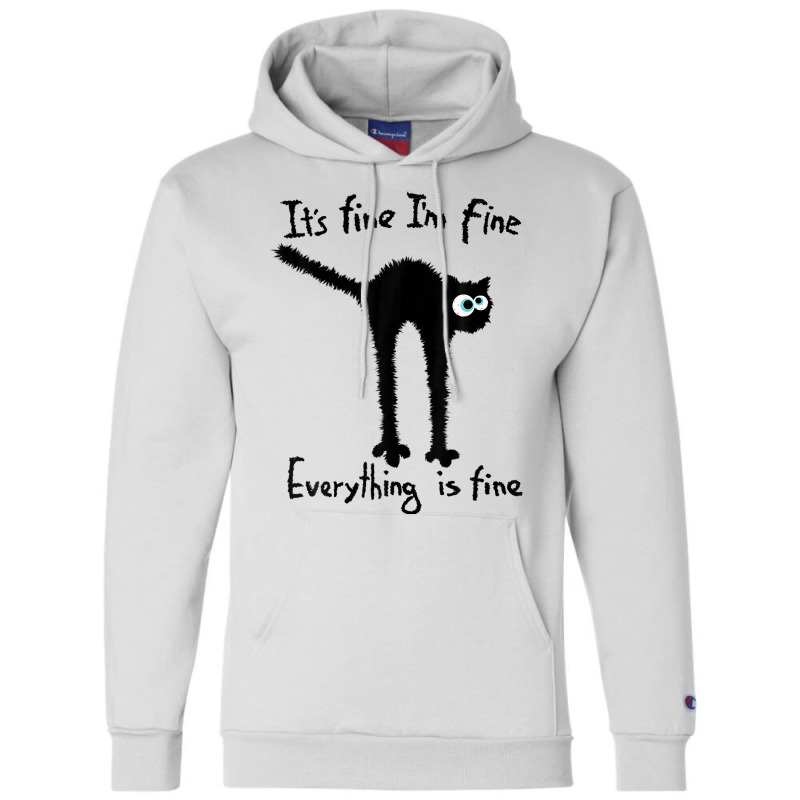 It S Fine I M Fine Everything Is Fine Funny Black  Champion Hoodie | Artistshot